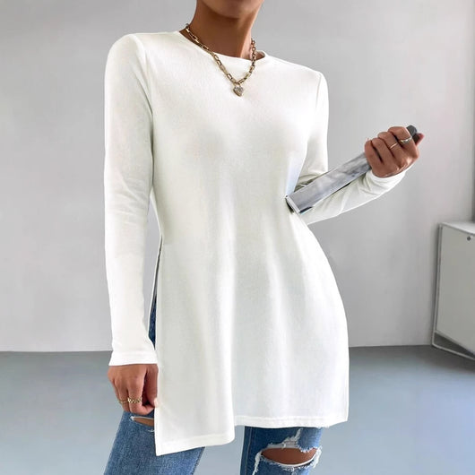 Camiseta Larga de Otoño e Invierno con Aberturas Laterales - Image 3