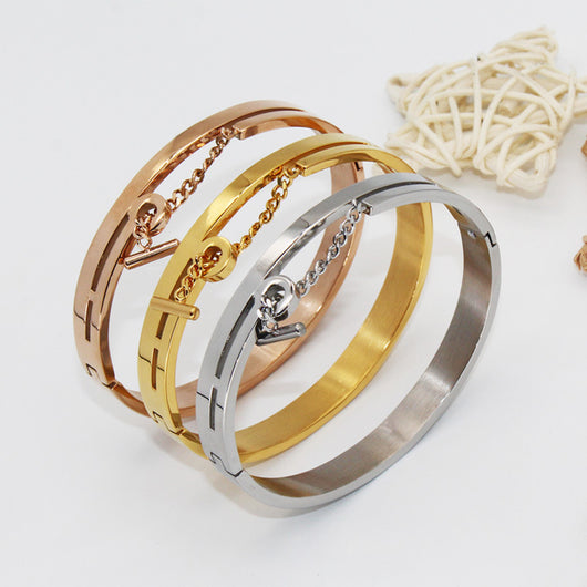 Pulsera de Acero Titanio Geométrica Resistente al Decoloramiento - Image 11