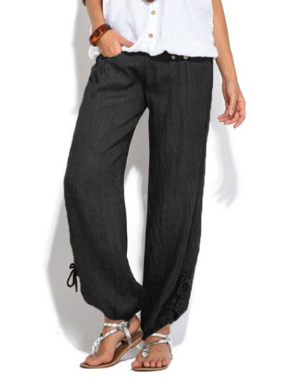 Pantalones Anchos Casuales con Botones Sueltos para Mujer - Image 15
