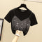 Blusa Elegante Diamante Temperamento Manga Corta Ajustada Mujer