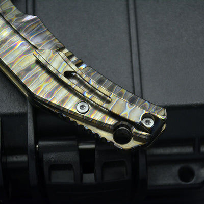 Cuchillo de Camping Plegable Acero Damasco Aleación Titanio Anker - Image 6