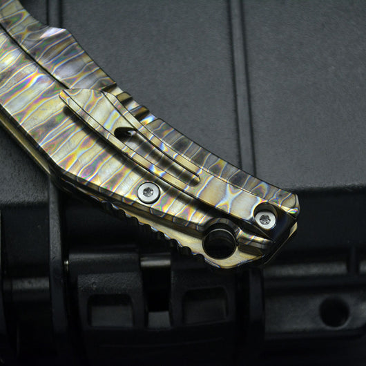 Cuchillo de Camping Plegable Acero Damasco Aleación Titanio Anker - Image 6