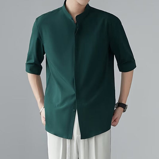 Camisa Cuello Mao Manga Corta Estilo Chino - Image 8
