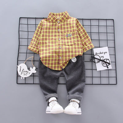 Conjunto Infantil de Camisa Cuadrille Manga Larga para Bebé - Image 7
