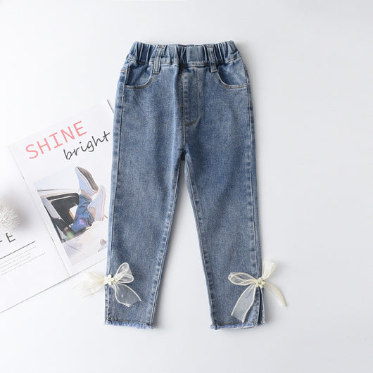 Jeans Slim Fit Niña Estilo Coreano con Moño - Moda Infantil Dulce - Image 9