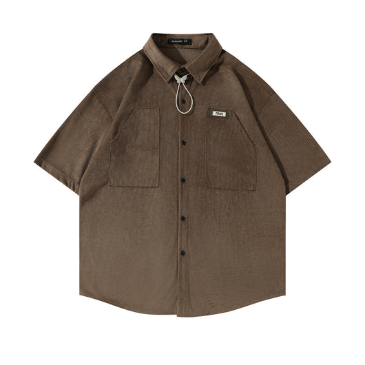 Camisa Suelta de Bolsillos y Color Sólido para Hombre
