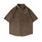 Camisa Suelta de Bolsillos y Color Sólido para Hombre