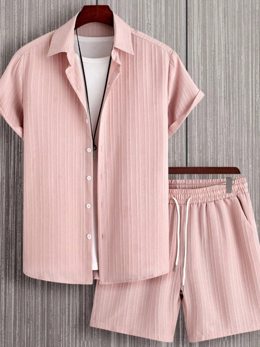 Camisa Manga Corta a Rayas con Solapa de Traje - Image 12