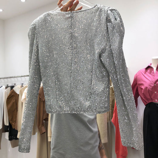 Blusa Larga con Lentejuelas Brillantes para Mujer - Image 4