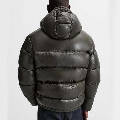 Abrigo Corto Acolchado Negro con Capucha para Otoño e Invierno - Image 3