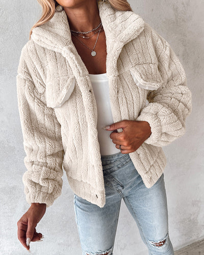 Cardigan Corto de Terciopelo con Rayas Hundidas y Solapa - Image 13