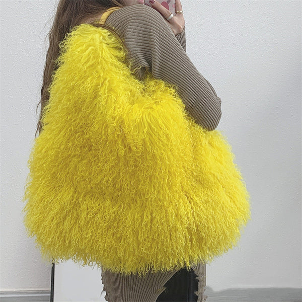 Bolso Playero de Lana y Peluche para Mujer