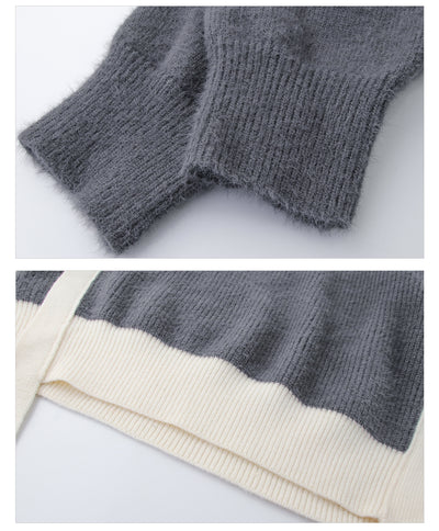 Suéter Tejido de Mohair para Hombre - Cuello Polo Suelto Invierno - Image 17