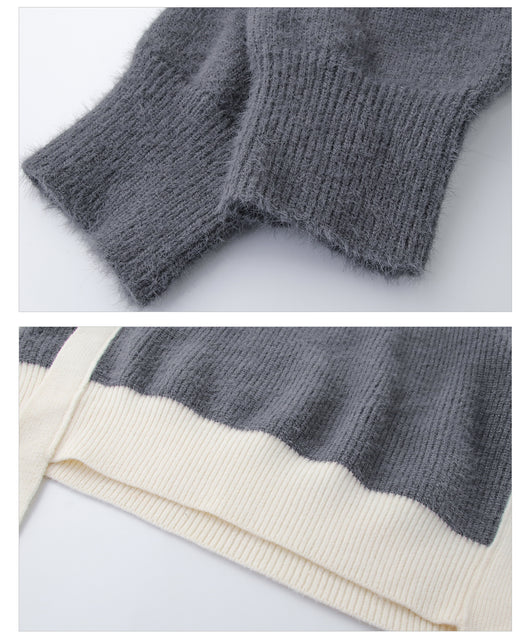 Suéter Tejido de Mohair para Hombre - Cuello Polo Suelto Invierno - Image 17
