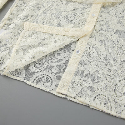 Blusa Elegante de Encaje Francés con Mangas Largas Transparentes - Image 20