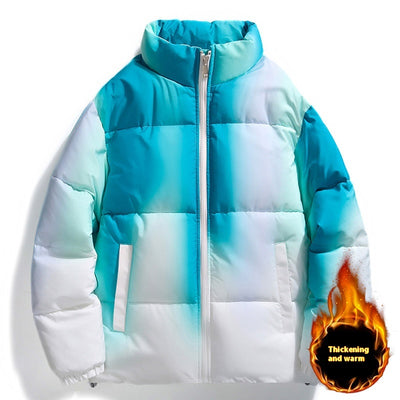 Abrigo de Pareja Degradado con Cuello Alto, Cálido y Acolchado para Invierno - Image 2