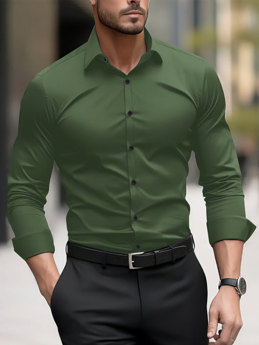 Camisa Casual Ejecutiva de Manga Larga en Tono Pigmentado - Image 7