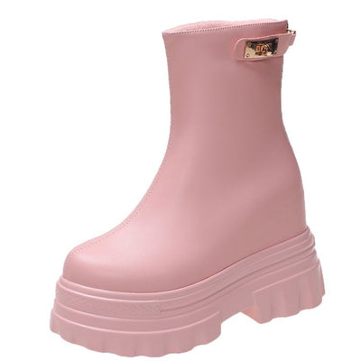 Botas Cortas con Cuña Interna de 4CM - Tacón Elevado y Base Plana - Image 6