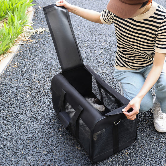 Transportín Portátil Plegable para Perros y Gatos - Bolsa de Viaje Respirable