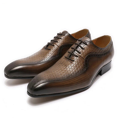 Zapatos de Cuero Grabados Estilo Ejecutivo con Punta Afilada y Cordones - Image 8