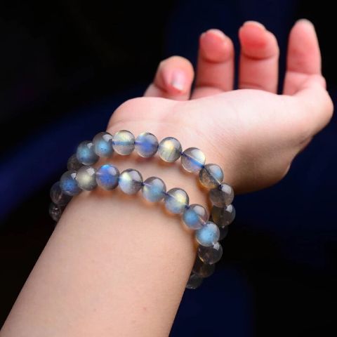 Pulsera de Piedra Lunar Azul - Cuentas Sueltas de Luz Moonstone