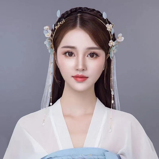 Corona de Cabello Hanfu Estilo Antiguo con Borlas y Cintas Flotantes - Image 8