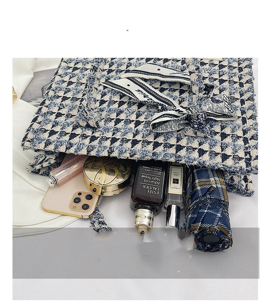 Bolso Tote Texturizado a Cuadros de Gran Capacidad para Viajeros - Image 5