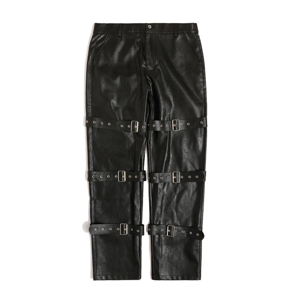 Pantalones de Cuero PU Diseño Punk para Hombre - Image 4