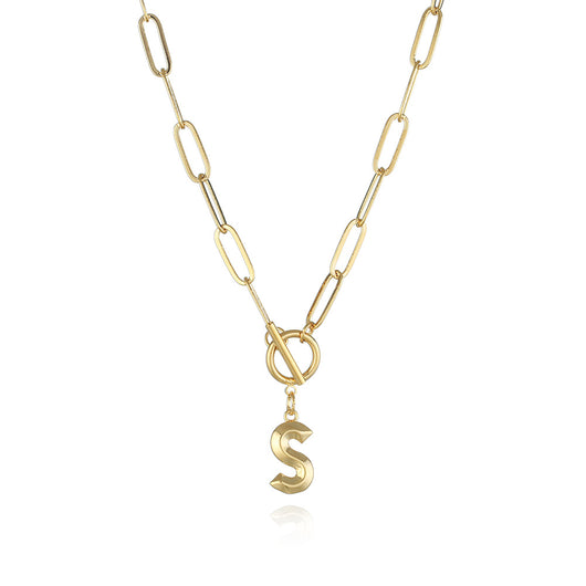 Collar de Letra Chapado en Oro Real Estilo Hip Hop - Image 25