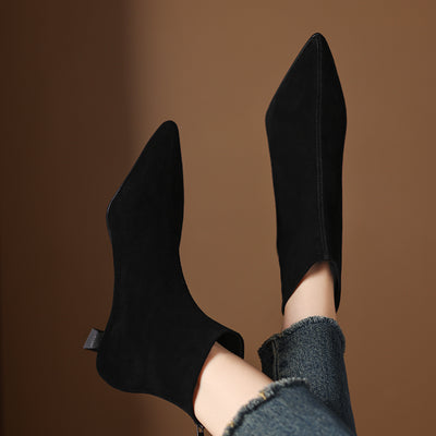 Botas Tobilleras de Gamuza Ante con Punta Fina para Mujer - Image 4
