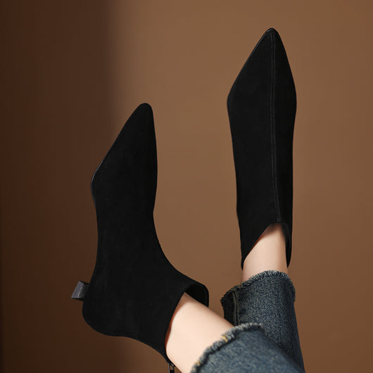 Botas Tobilleras de Gamuza Ante con Punta Fina para Mujer - Image 4