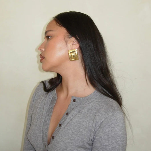 Aretes Rectangulares en Oro 18K con Acero Inoxidable - Diseño Europeo Moderno - Image 17