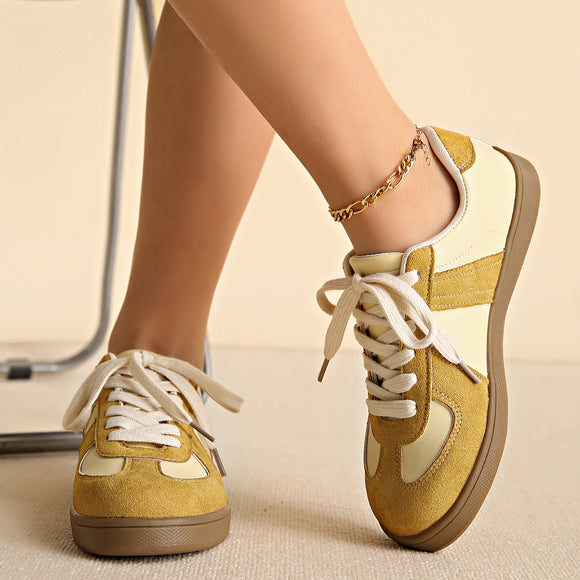Zapatillas Deportivas Retro Clásicas con Cordones y Punta Redonda