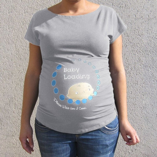 Camiseta Premamá Gris Talla Grande Estilo Europeo Americano