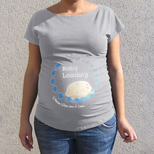 Camiseta Premamá Gris Talla Grande Estilo Europeo Americano