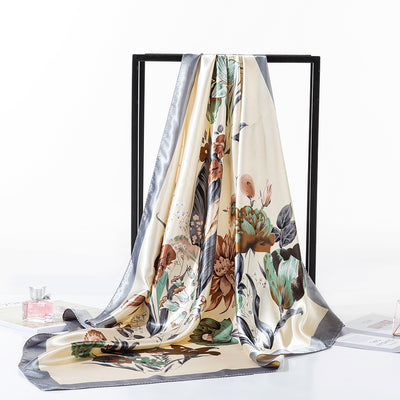 Pañuelo Cuadrado Protección Solar Estampado Floral para Mujer - Image 11