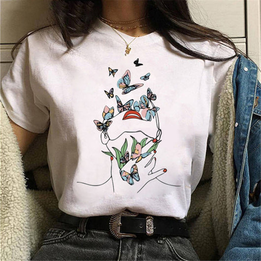 Blusa Estampada Blanca Suelta Casual para Mujer - Image 17