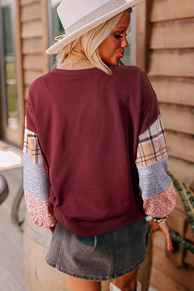 Suéter Pullover Casual para Mujer con Estampado de Parches en Mangas - Image 9