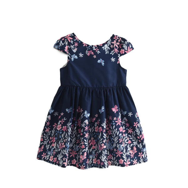Vestido Princesa Étnico Flores Mariposas Manga Corta Verano