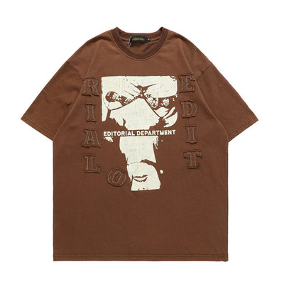 Camiseta Estampado Abstracto Desgastado Manga Corta para Hombre Street - Image 3