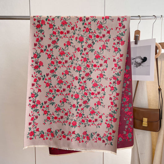 Bufanda Térmica Estampado Floral - Abrigo de Cachemira Artificial Impermeable al Frío - Image 8