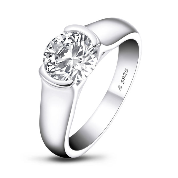 Anillo de Plata 925 con Diamante SONA de 2 Quilates para Mujer