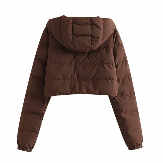 Chaqueta Puffer Corta Multicolor de Algodón con Capucha para Mujer - Image 25
