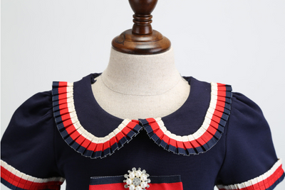 Vestido Infantil con Cuello Solapa y Moño - Image 5