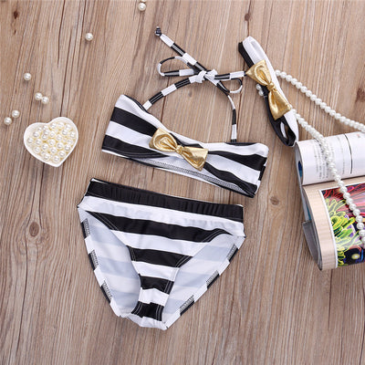 Bikini Infantil a Rayas con Moño para Niña - Image 5