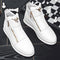Botas Blancas de Cuero para Hombre con Doble Cierre - Estilo Casual Deportivo