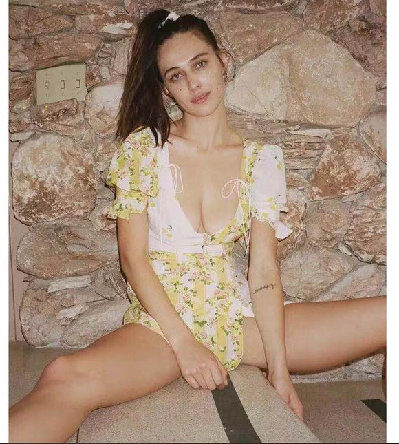 Vestido Escote V Combinado de Colores