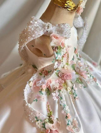 Vestido de Princesa Floral Retro para Cumpleaños Infantil - Image 8
