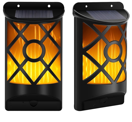 Lámpara Solar de Pared con Efecto Llama LED - Antorcha Decorativa para Jardín