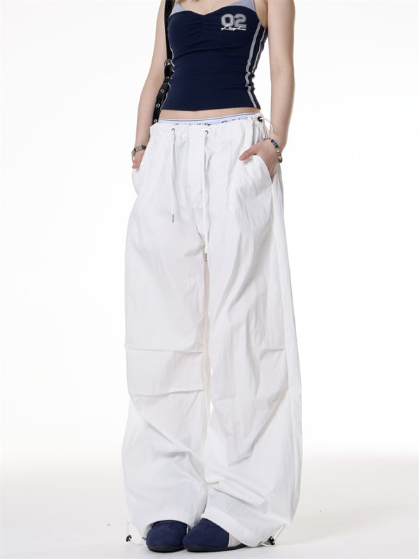 Pantalones Paracaidista Sueltos Plisados Estilo Retro Hot Girl